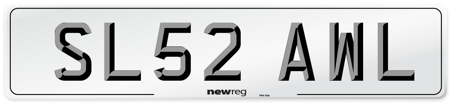 SL52 AWL Number Plate from New Reg